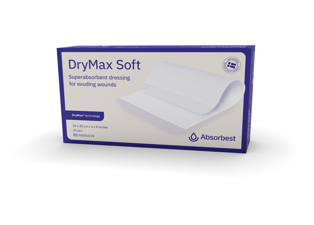 DryMax Soft, ett superabsorberande förband för vätskande sår.
